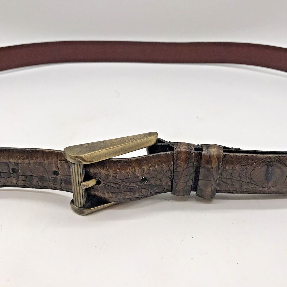 Tulliani Croc Embossed Italian Calfskin Belt Men's 46 Brown Roller Belt 2103 USA - Picture 8 of 16